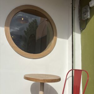 Round Wood Window-Style Wall Accent