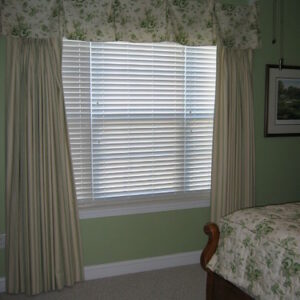 Green Floral Valance with Striped Side Panels