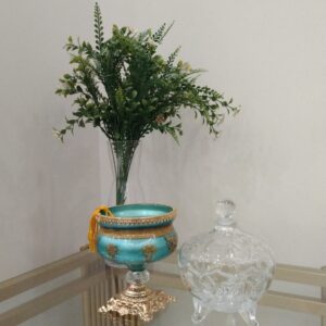Small Glass Vase with Green Foliage