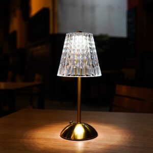 Patterned Glass Table Lamp with Gold Base