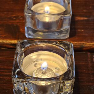 Clear Square Glass Tealight Holder Set of 2