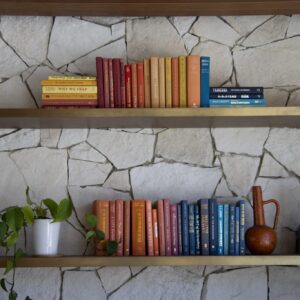 Framed Colorful Bookshelf Wall Art Print - 24 x 36 in